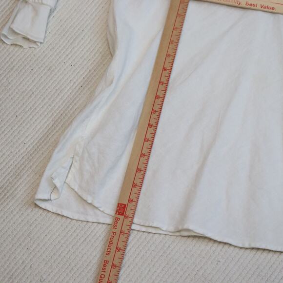 Subtle Tones Linen Tunic Top White Raw Hem Pullover S/M Made in USA - Picture 4 of 7